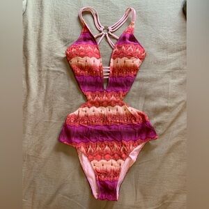 A&F vibrant pink tie dye one piece swimsuit